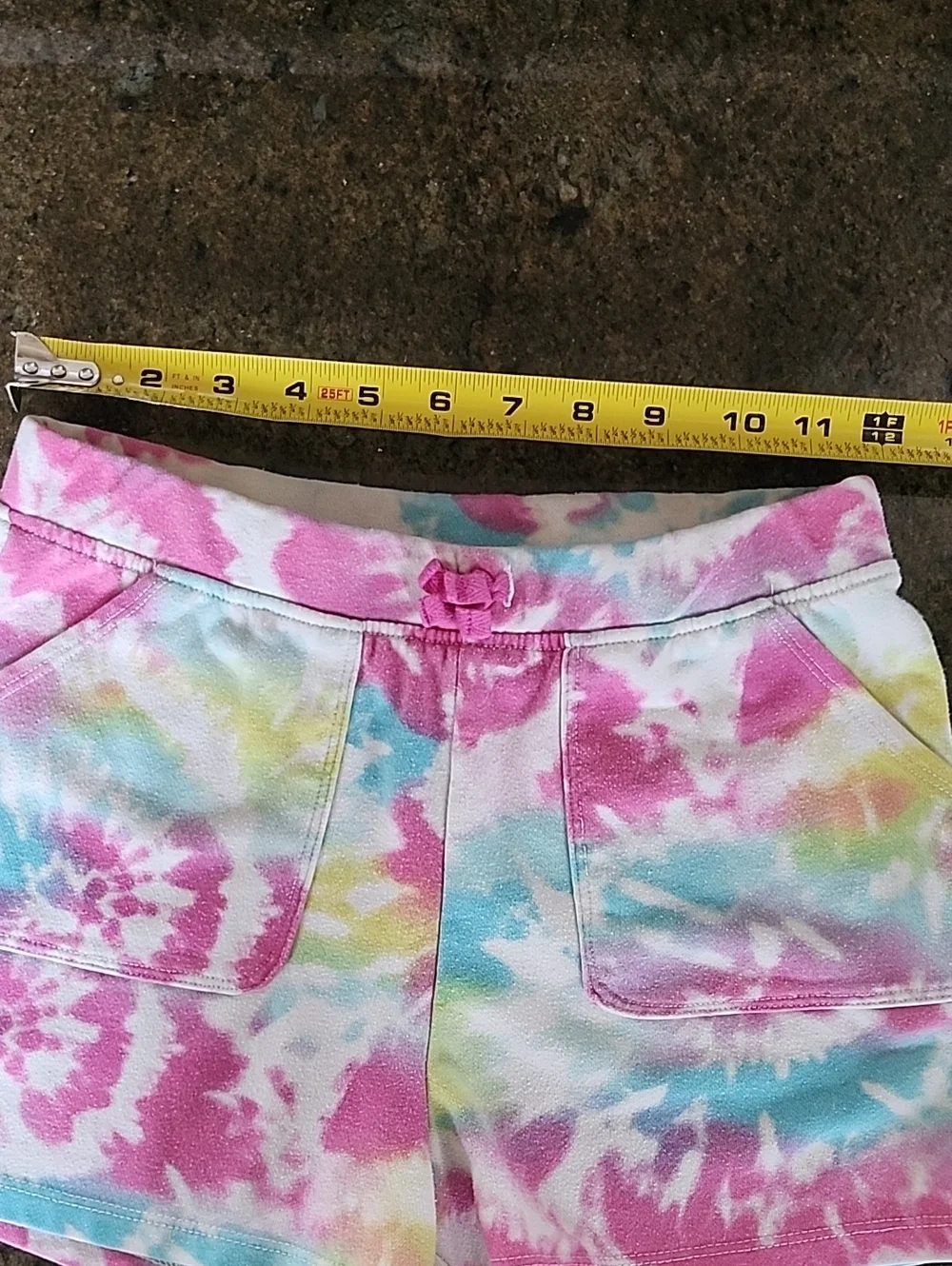 Children's Place Tie-Dye French Terry Lounge Shorts - Pink Multi - Size 14